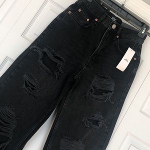 BDG Urban Outfitters High Rise Baggy size 25 black distressed gothic pink goth